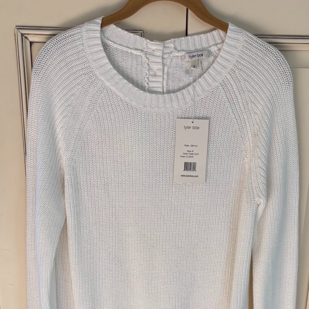 NEW, Never Worn Tyler Boe White Cotton Sweater, Size Small